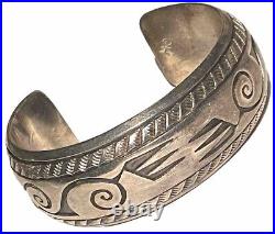 Herbert Cayatineto Navajo Native American Silver Artisan Vintage Cuff Bracelet