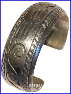 Herbert Cayatineto Navajo Native American Silver Artisan Vintage Cuff Bracelet