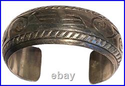 Herbert Cayatineto Navajo Native American Silver Artisan Vintage Cuff Bracelet