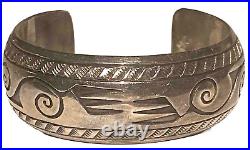 Herbert Cayatineto Navajo Native American Silver Artisan Vintage Cuff Bracelet