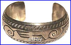 Herbert Cayatineto Navajo Native American Silver Artisan Vintage Cuff Bracelet