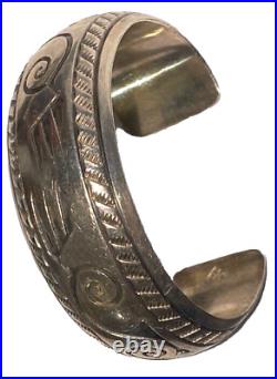 Herbert Cayatineto Navajo Native American Silver Artisan Vintage Cuff Bracelet