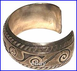 Herbert Cayatineto Navajo Native American Silver Artisan Vintage Cuff Bracelet