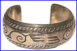 Herbert Cayatineto Navajo Native American Silver Artisan Vintage Cuff Bracelet