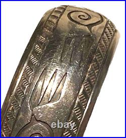 Herbert Cayatineto Navajo Native American Silver Artisan Vintage Cuff Bracelet