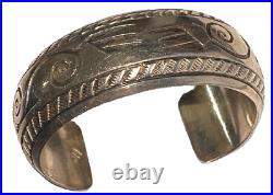 Herbert Cayatineto Navajo Native American Silver Artisan Vintage Cuff Bracelet