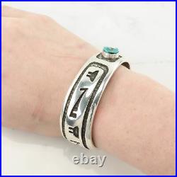 Hopi, Native American Sterling Silver Cuff Bracelet Turquoise Asymmetrical