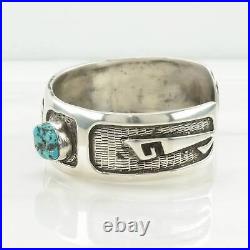 Hopi, Native American Sterling Silver Cuff Bracelet Turquoise Asymmetrical