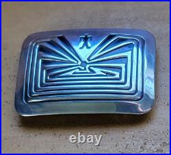 Hopi Sterling Silver Man In Maze Native American Small Belt Buckle 2.25 x 1.5