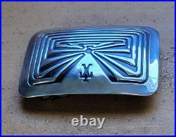 Hopi Sterling Silver Man In Maze Native American Small Belt Buckle 2.25 x 1.5