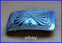 Hopi Sterling Silver Man In Maze Native American Small Belt Buckle 2.25 x 1.5