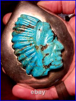 Huge Vintage Signed Platero Candelaria Turquoise 925 Pendant Native American