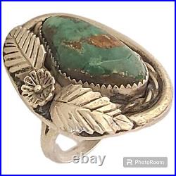 Important Early Hopi Sterling Silver & Old Cerrillos Turquoise Ringsz6.25