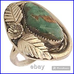 Important Early Hopi Sterling Silver & Old Cerrillos Turquoise Ringsz6.25