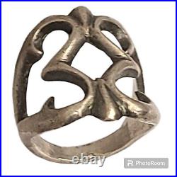 Impressive Navajo Native American Sterling Silver Sand Cast swirl Ring zise7