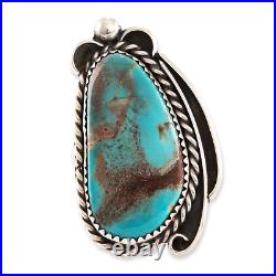 Large Native American Sterling Silver Smoky Bisbee Turquoise Tendrils Ring 11