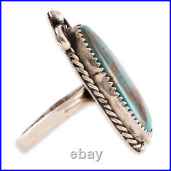 Large Native American Sterling Silver Smoky Bisbee Turquoise Tendrils Ring 11