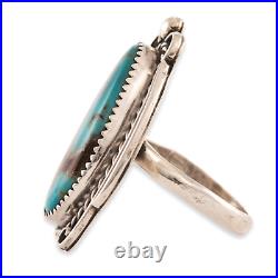 Large Native American Sterling Silver Smoky Bisbee Turquoise Tendrils Ring 11