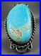 Large Vintage Navajo Sterling Silver Gem Grade Turquoise Ring 2 Long NICE