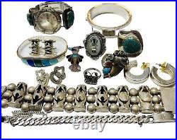 Lot Of Sterling Silver Native American Turquoise Jewelry 392.4 Grams