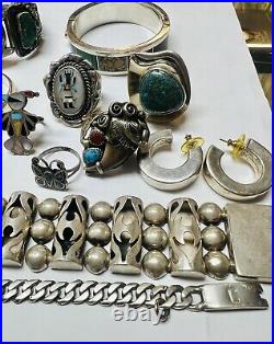 Lot Of Sterling Silver Native American Turquoise Jewelry 392.4 Grams