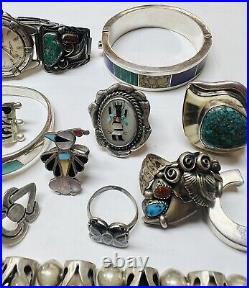 Lot Of Sterling Silver Native American Turquoise Jewelry 392.4 Grams