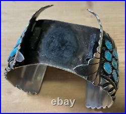 MASSIVE 107g Handmade Native American Sterling Silver Turquoise Wristwatch Cuff