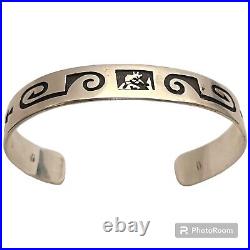 NATIVE AMERICAN DANCING KOKOPELLI Philbert Polingyouma STERLING SILVER BRACELET