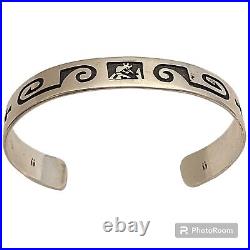 NATIVE AMERICAN DANCING KOKOPELLI Philbert Polingyouma STERLING SILVER BRACELET