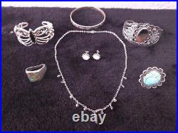 NATIVE AMERICAN STERLING JEWELRY LOT WITH OTHER JEWELRY 119grams