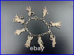 NAVAJO Native American Hopi Kachina Pendant Charm Bracelet. 925 Sterling Silver