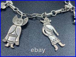 NAVAJO Native American Hopi Kachina Pendant Charm Bracelet. 925 Sterling Silver