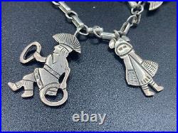 NAVAJO Native American Hopi Kachina Pendant Charm Bracelet. 925 Sterling Silver