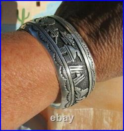 NEW Native American Singer Navajo sterling silver cuff bracelet 42.9 gr story