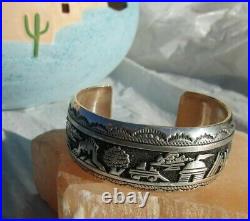 NEW Native American Singer Navajo sterling silver cuff bracelet 42.9 gr story