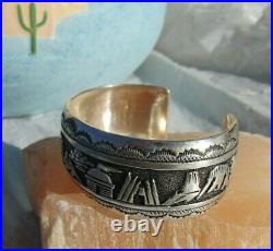 NEW Native American Singer Navajo sterling silver cuff bracelet 42.9 gr story