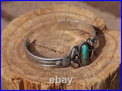 Native Am Royston Turquoise Bracelet Signed Sterling Silver Jewelry sz 7