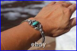 Native Am Royston Turquoise Bracelet Signed Sterling Silver Jewelry sz 7