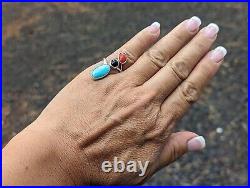 Native American Adjustable Bypass Ring 3 Stones Sterling Silver Jewelry Sz 5.75