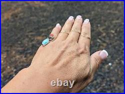 Native American Adjustable Bypass Ring 3 Stones Sterling Silver Jewelry Sz 5.75