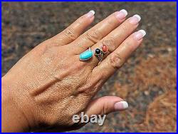 Native American Adjustable Bypass Ring 3 Stones Sterling Silver Jewelry Sz 9