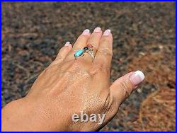 Native American Adjustable Bypass Ring 3 Stones Sterling Silver Jewelry Sz 9