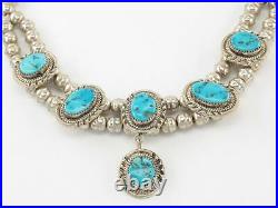 Native American Blue Sleeping Beauty Turquoise Sterling Silver Necklace