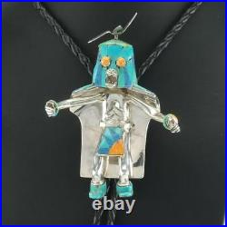 Native American Bolo Tie Sterling Silver Kachina Necklace Carlos White Eagle