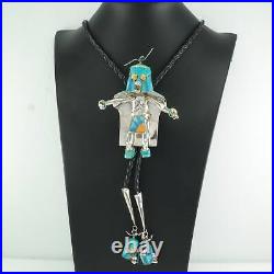 Native American Bolo Tie Sterling Silver Kachina Necklace Carlos White Eagle