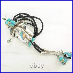 Native American Bolo Tie Sterling Silver Kachina Necklace Carlos White Eagle