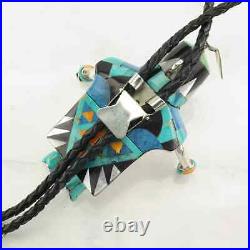 Native American Bolo Tie Sterling Silver Kachina Necklace Carlos White Eagle