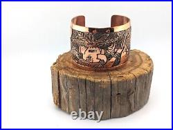 Native American Cuff Bracelet Navajo Sterling Silver Copper Overlay Jewelry Sz 7