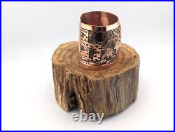 Native American Cuff Bracelet Navajo Sterling Silver Copper Overlay Jewelry Sz 7