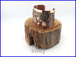 Native American Cuff Bracelet Navajo Sterling Silver Copper Overlay Jewelry Sz 7